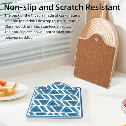 Ceramic Trivets for Hot Dishes, Large Trivets for Hot Pots and Pans, Trivets for Quartz Countertops, Hot Pads for Kitchen Gifts (2 Pcs)