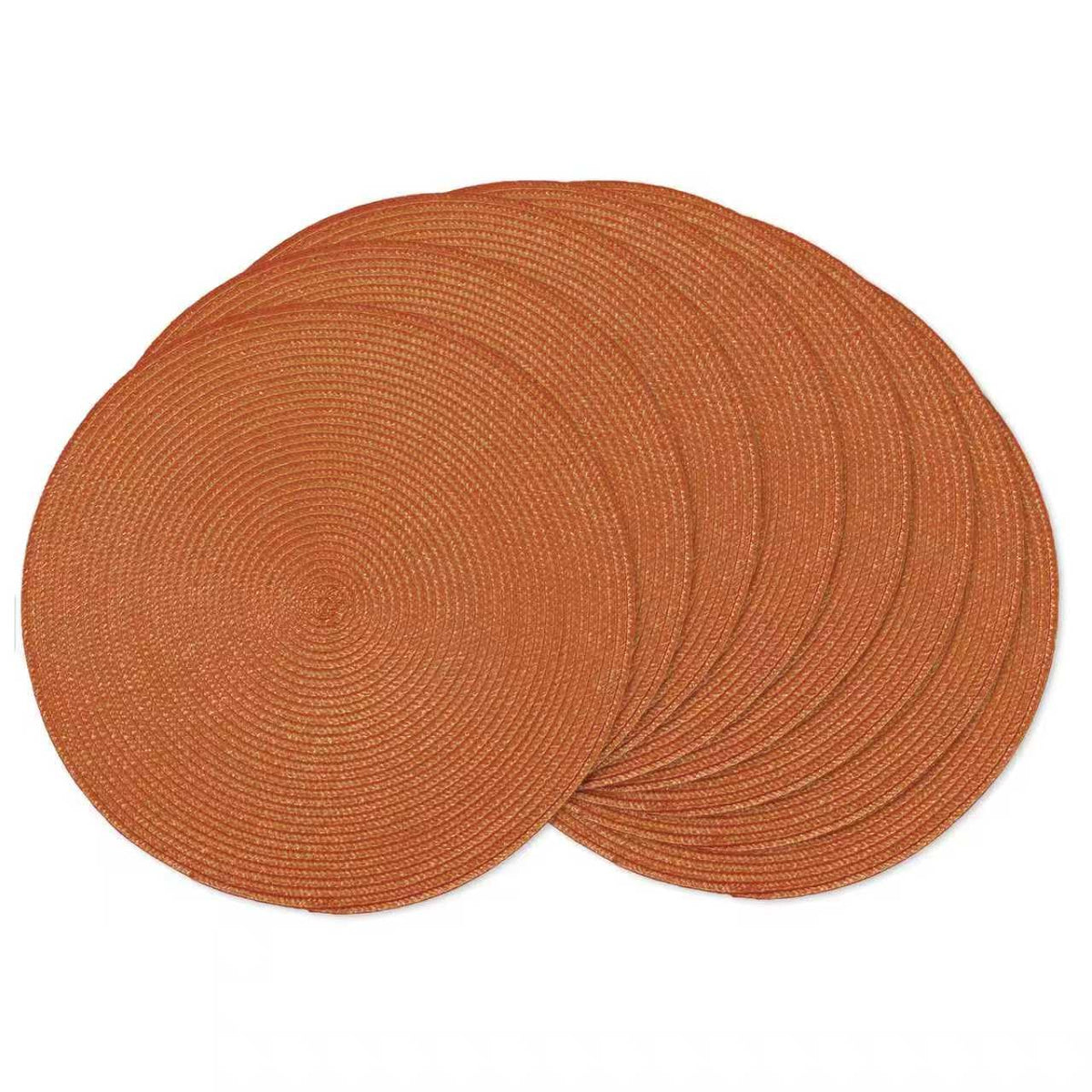 AHHFSMEI Round Braided Placemats Set of 6 15 Inch Burnt Orange Table Mats