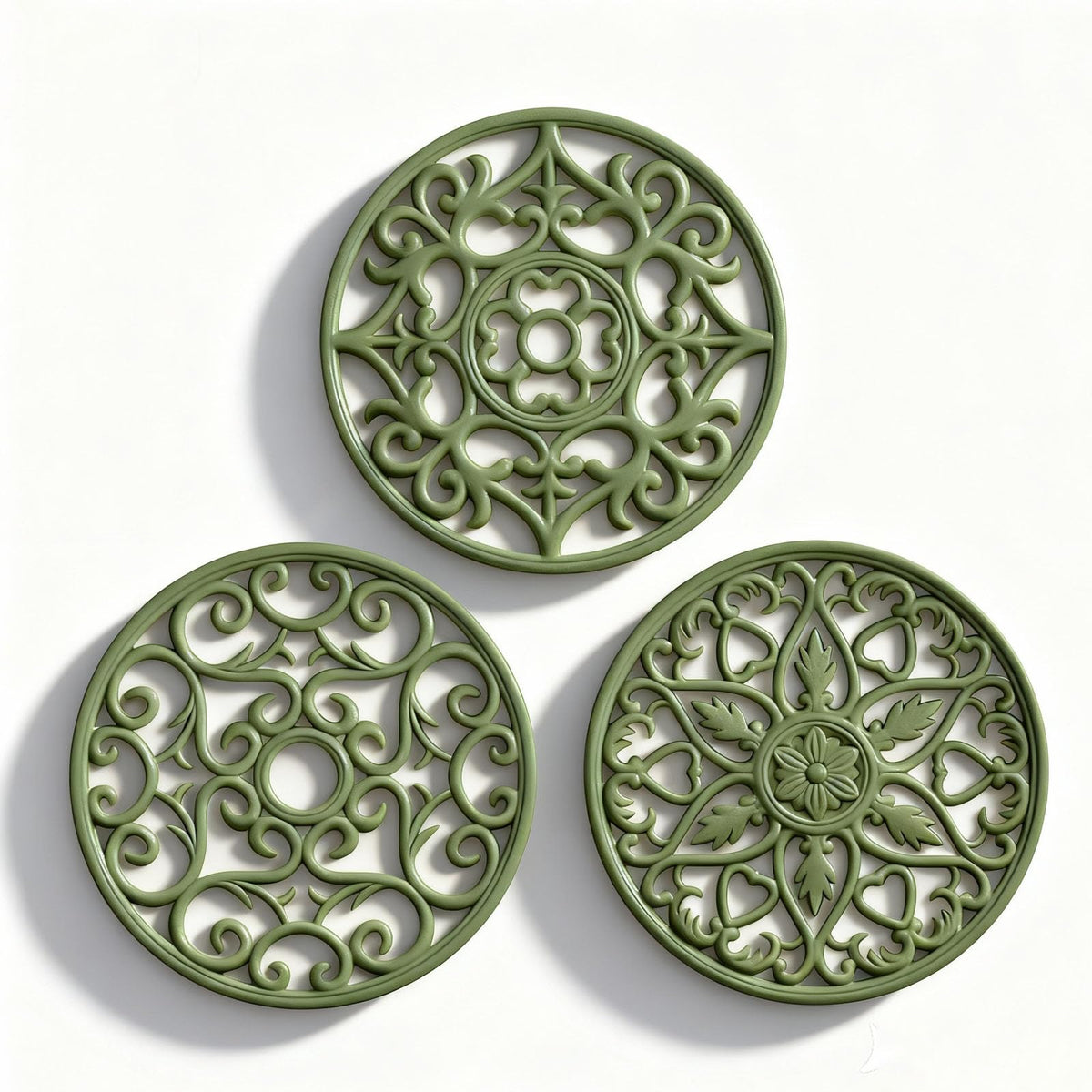 ME.FAN Trivets for Dishes/Pots/Pans, 3 Pcs Silicone Mats, Flexible/Durable/Non Slip Hot Pads to Protect Table and Counter Top (Black)