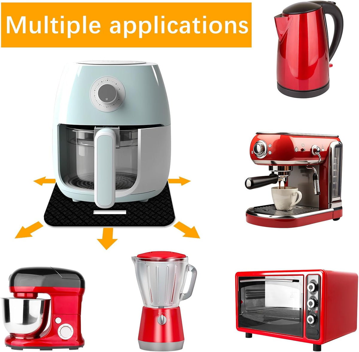 4 PCS Heat Resistant Mat with Sliding Function for Air Fryer Mat,12 * 14in Countertop Protector Mat Coffee Maker Mat and Oven,Suitable for most kitchen Electric appliance