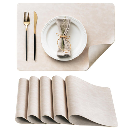 DOLOPL Placemats Set of 6, Reversible Dual-Color Faux Leather Place Mats