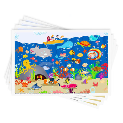 Babebay Disposable Stick-On Placemats for Baby, 40 Pack, Blue Ocean Life