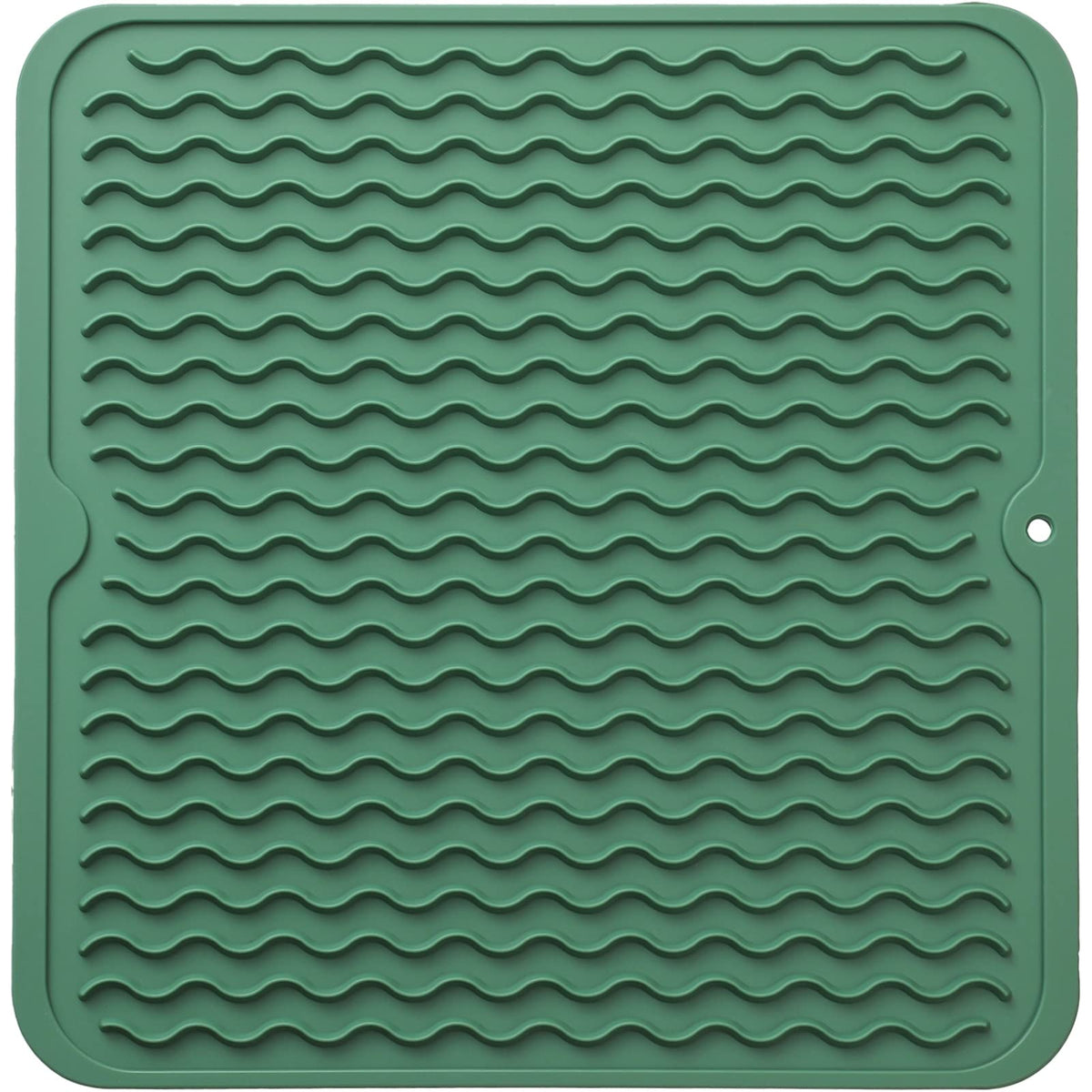 MicoYang Silicone Dish Drying Mat — Quick-Dry Ridges Counter & Sink Pad, Heat-Resistant Trivet to 450°F, Non-Slip & Dishwasher Safe, Roll-Up Storage, 18 Colors & 9 Sizes (Black, 16"×12")