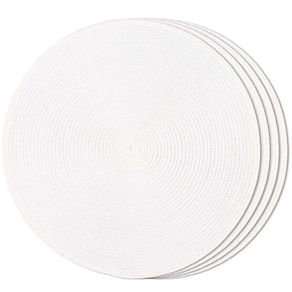 FunWheat Round Braided Placemats Set of 6 Table Mats for Dining Tables Woven Washable Non-Slip Place mats 15 in(Blue, 6pcs)