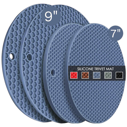 Silicone Trivets for Hot Dishes, 4 PCS Multipurpose Heat Resistant Mat Thick Silicone Hot Pads Pot Holders for Kitchen Counter, Flexible Jar Opener Food Grade Spoon Holder, Silicone Coasters (Almond)