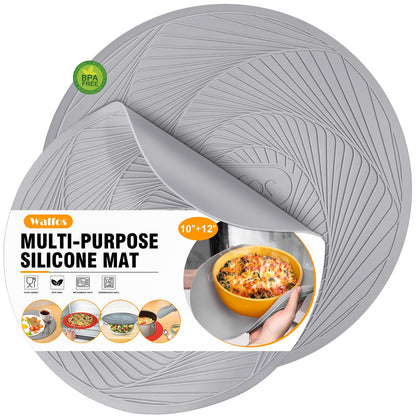 Walfos Silicone Trivets for Hot Pots and Pans - 446°F Heat Resistant Hot Pads for Kitchen Counter- 4 Pcs Multi-Purpose & Versatile Trivet Mat - Long-Lasting & Flexible Silicone Hot Pad（Black）