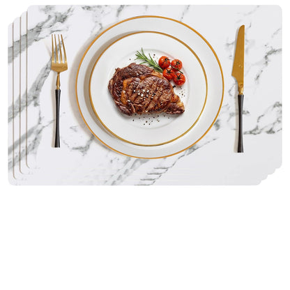Romanstile Faux Leather Vinyl Placemats Set of 6, Light Grey
