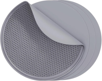 Silicone Trivet Mats, Silicone Pot Holders for Hot Pots and Pans, Heat Resistant Counter Mats for Tables, Countertops, Spoon Rest and Large Coasters, 4 Pack Gray Trivets for Hot Dishes