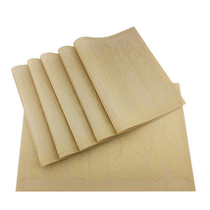 Place Mats PVC Set of 6, Table Placemats Set of 6 PVC Table Mats Natural Color (6 pcs, Red Leaves)