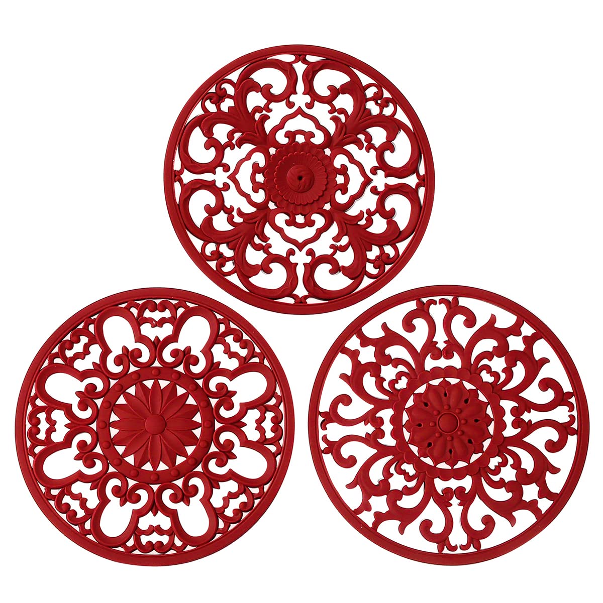 Extra Thick Silicone Trivet Mat for Hot Dishes, Hot Pots and Pans, Pot Holder, Hot Pad to Protect Your Table and Countertop, Kitchen Decor and Accessories,Navy Blue, Set of 3