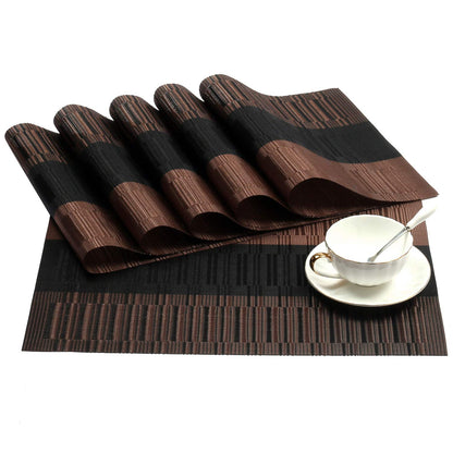 SHACOS Teal Blue Woven Placemats Set of 6 Place Mats for Dining Table