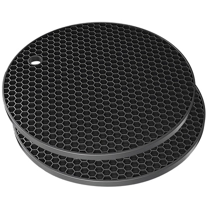 TENOC Silicone Non-Slip, Heat Resistant & Water-Trapping Trivet Mats for Water Glasses & Teacup & Coffee Cup & Dishes & Cookware, Multipurpose Kitchen Table Coaster, 3.5-Inch, 3 Pcs, Black