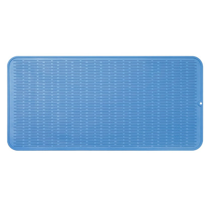 MicoYang Silicone Dish Drying Mat — Quick-Dry Ridges Counter & Sink Pad, Heat-Resistant Trivet to 450°F, Non-Slip & Dishwasher Safe, Roll-Up Storage, 18 Colors & 9 Sizes (Black, 16"×12")