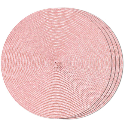 FunWheat Round Braided Placemats Set of 6 Table Mats for Dining Tables Woven Washable Non-Slip Place mats 15 in(Blue, 6pcs)