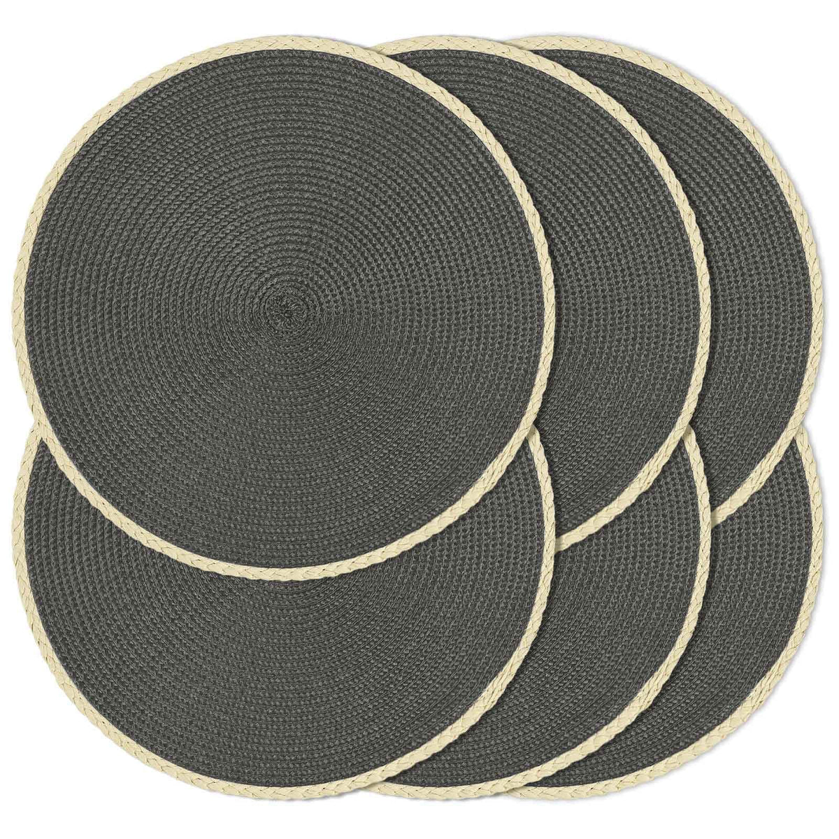 Round Placemats Set of 6, Woven Table Mats, Thin Edge, Green