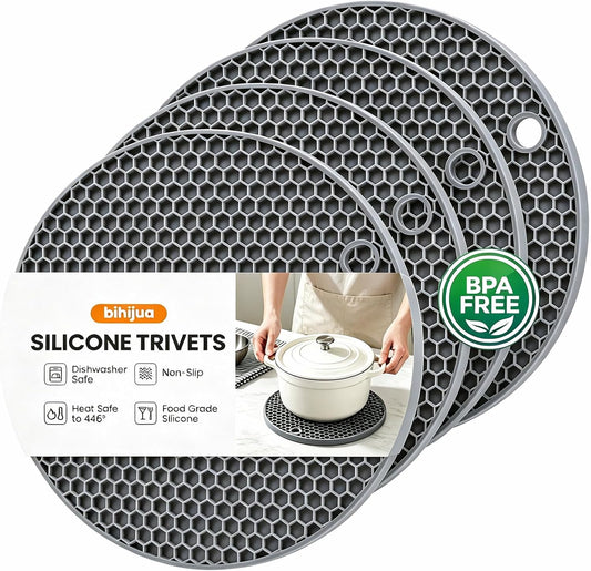 Silicone Trivet for Hot Dishes, Silicone Pot Mat 4 Pack