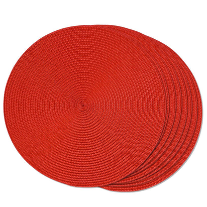 FunWheat Round Braided Placemats Set of 6 Table Mats for Dining Tables Woven Washable Non-Slip Place mats 15 in(Blue, 6pcs)
