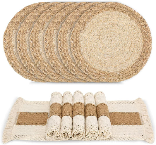 Placemats Set of 6 with 6 PCs Round Placemats and 6 PCs Table Mats
