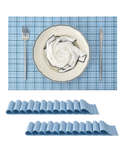 Beige Placemats Set of 8 - Heat-Resistant, Non-Slip Table Mats, Washable Woven Vinyl for Indoor & Outdoor Dining