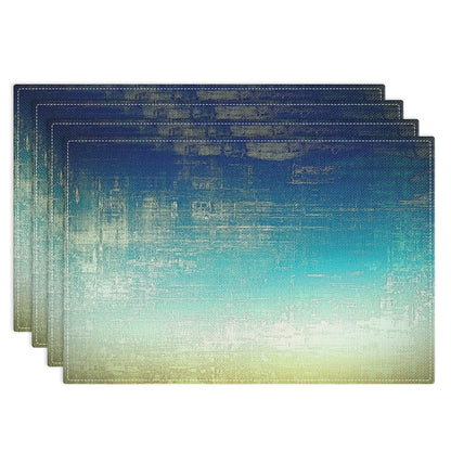 Emvency Farmhouse Placemats Set of 4, 12x18 Inch, Blue and Orange