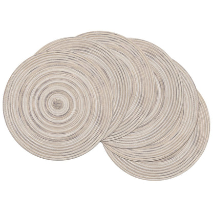 SHACOS Round Braided Placemats Set of 8 Cotton Fabric Round Table Mats Non Slip Washable 15 inch Round Place Mats Home Party Table Decor (Beige, 8)