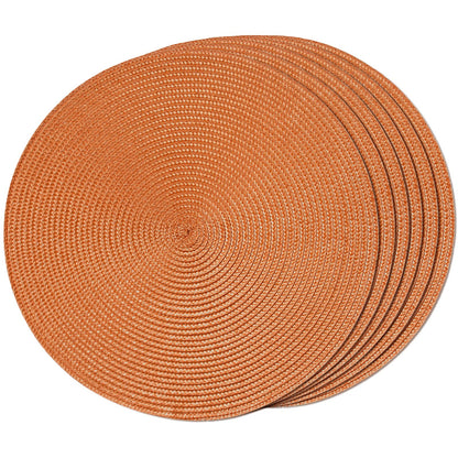 FunWheat Round Braided Placemats Set of 6 Table Mats for Dining Tables Woven Washable Non-Slip Place mats 15 in(Blue, 6pcs)