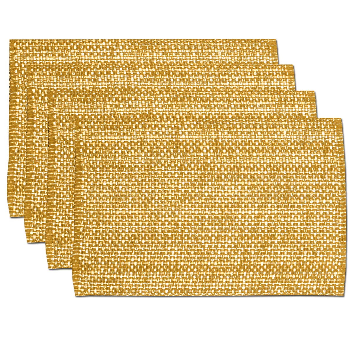 Sweet Home Collection 100% Cotton Placemats for Dining Room Rectangle Two Tone Woven Fabric 13" x 19" Soft Durable Table Mat Set, Set of 6, Eggshell