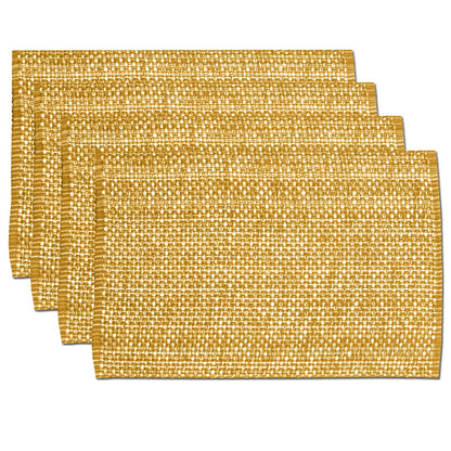 Sweet Home Collection 100% Cotton Placemats for Dining Room Rectangle Two Tone Woven Fabric 13" x 19" Soft Durable Table Mat Set, Set of 6, Eggshell
