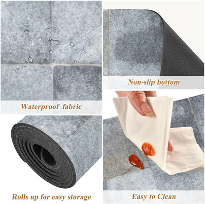 2 in 1 Table Runner Trivet for Hot Pots and Pans Heat Resistant Non Slip Waterproof 39 x 12 Inch Decorative Table Protector for Kitchen Countertop Marble Grey