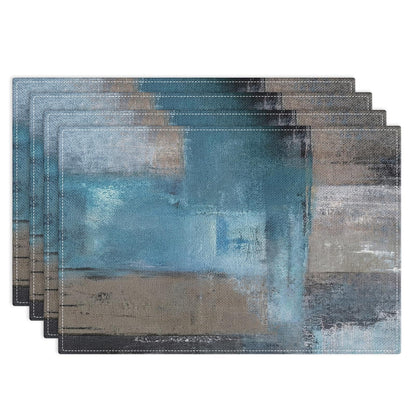 Emvency Farmhouse Placemats Set of 4, 12x18 Inch, Blue and Orange