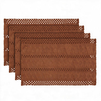 Artoid Mode Red Farmhouse Woven Rustic Hollow Placemats Set of 4-12x18 Inch
