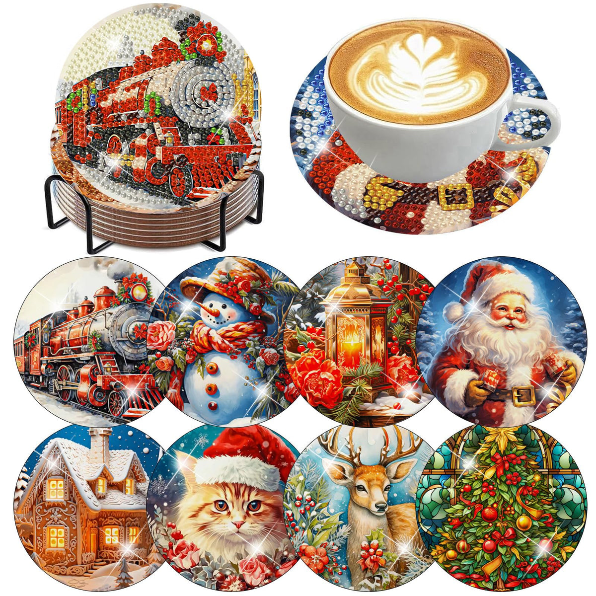 ijbnhd Mandala Diamond Painting Coasters Kit with Holder 4X4IN