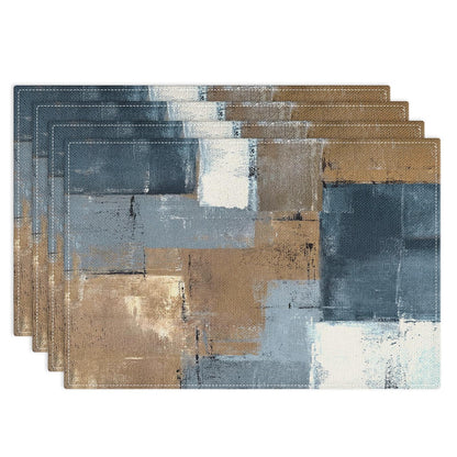 Emvency Farmhouse Placemats Set of 4, 12x18 Inch, Blue and Orange