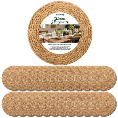 13" Round Woven Placemats Set of 12, Plate Chargers for Dining Table
