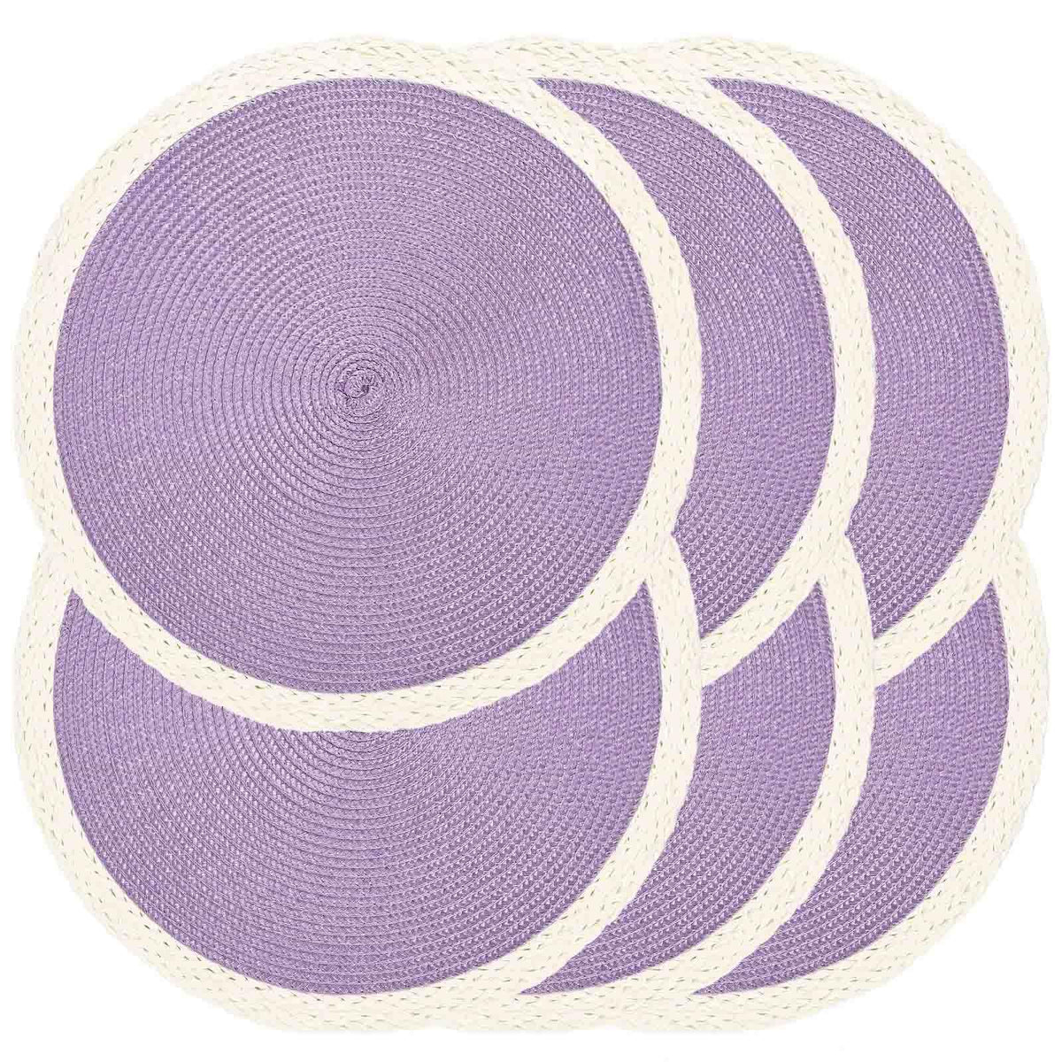 Round Placemats Set of 6, Woven Table Mats, Thin Edge, Green
