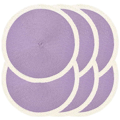Round Placemats Set of 6, Woven Table Mats, Thin Edge, Green