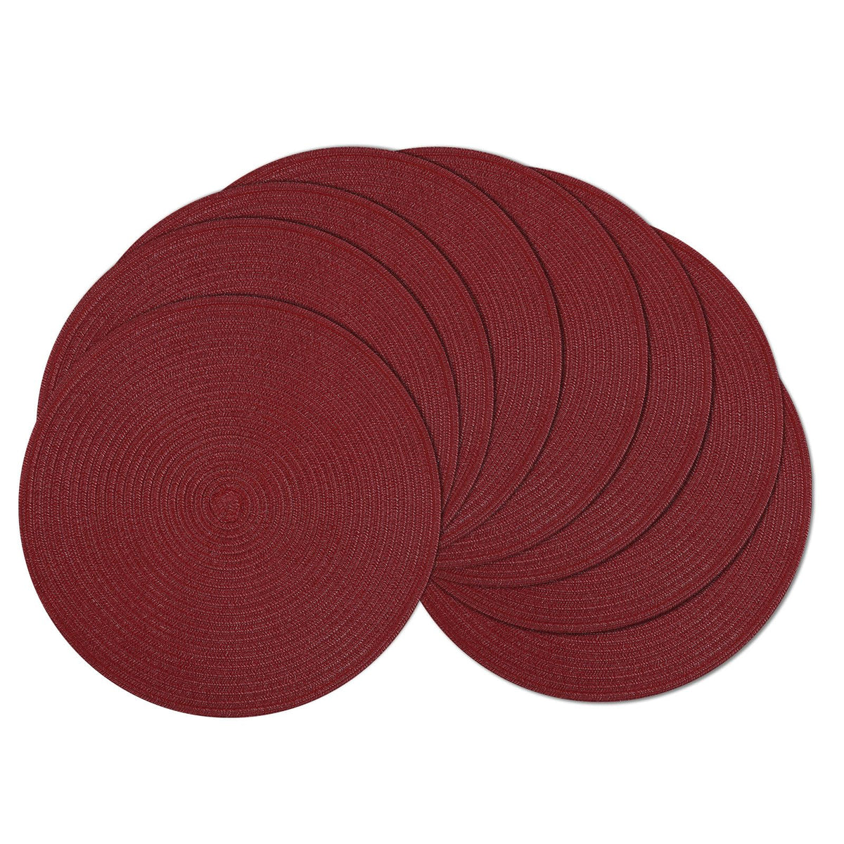 SHACOS Round Braided Placemats Set of 8 Cotton Fabric Round Table Mats Non Slip Washable 15 inch Round Place Mats Home Party Table Decor (Beige, 8)
