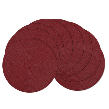 SHACOS 15 inch Round Placemats Set of 6, Cotton Polyester Woven Braided Place Mats, Washable Heat Resistant Circle Table Mats for Dining Table (Beige, 6)