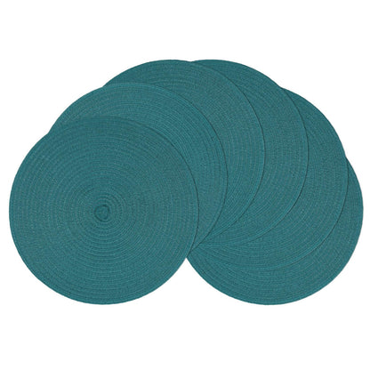 SHACOS Round Braided Placemats Set of 8 Cotton Fabric Round Table Mats Non Slip Washable 15 inch Round Place Mats Home Party Table Decor (Beige, 8)