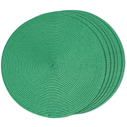 FunWheat Round Braided Placemats Set of 6 Table Mats for Dining Tables Woven Washable Non-Slip Place mats 15 in(Blue, 6pcs)