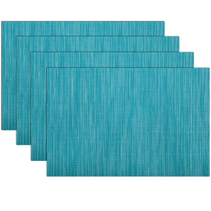 SHACOS Teal Blue Woven Placemats Set of 6 Place Mats for Dining Table