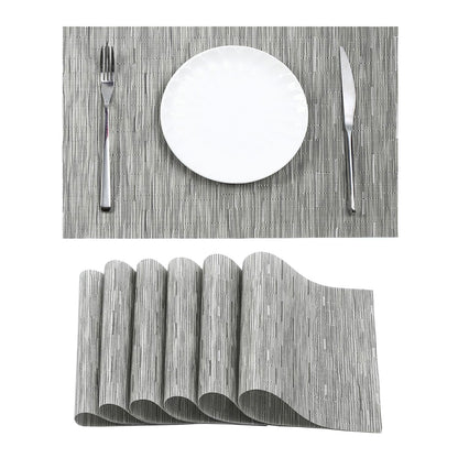 Woven Vinyl Beige Placemats Set of 12, Linen Look & Easy to Clean