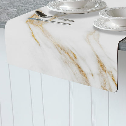 RIMONA'S Heat Resistant Table Runner Trivet Mat - Ivory Golden Marble, 40"