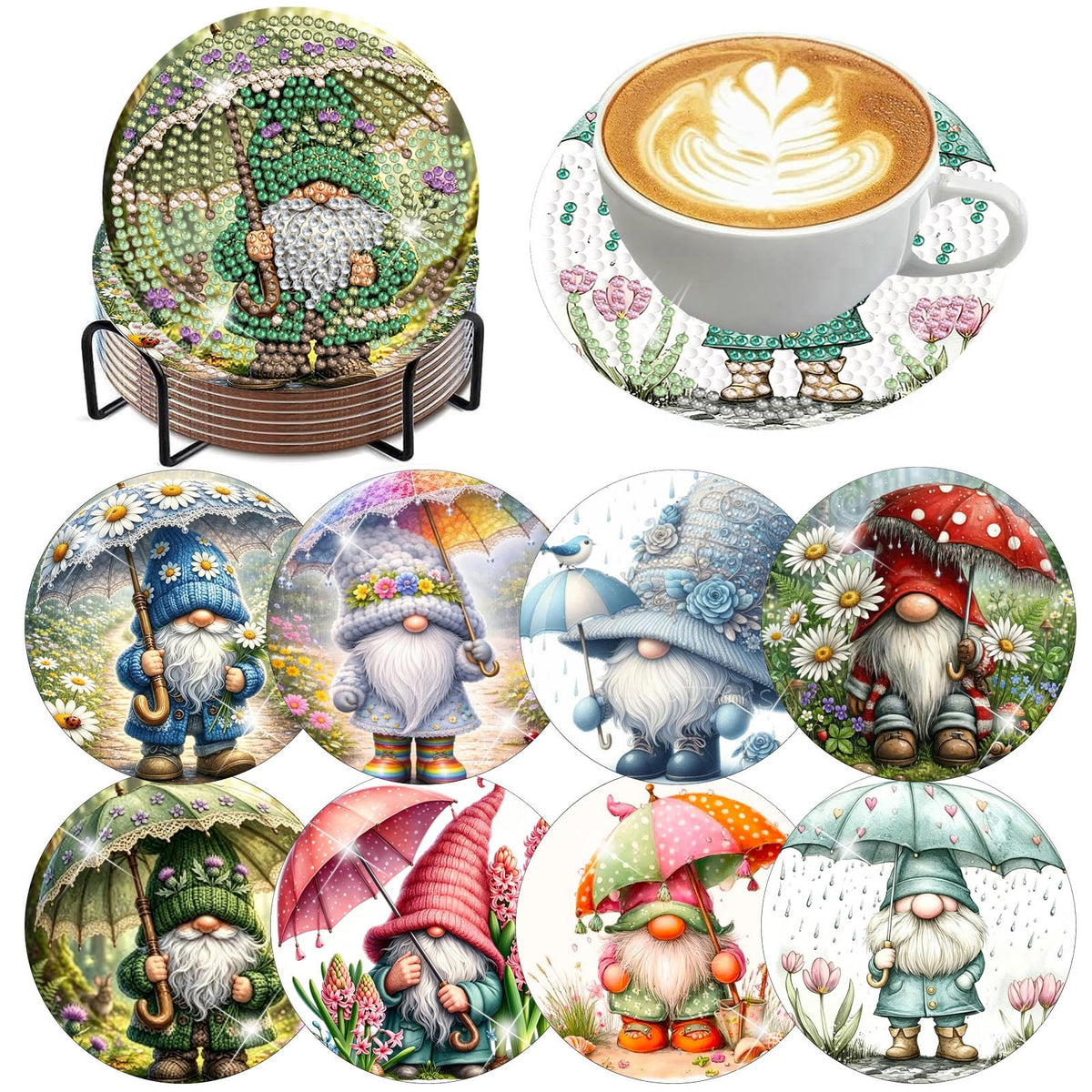 ijbnhd Mandala Diamond Painting Coasters Kit with Holder 4X4IN