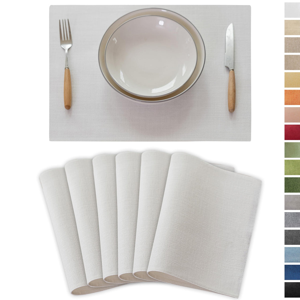 Demetex Green Placemat Set of 4 Washable Linen Textured Place Mats for Dinner Heat Resistant Sage Cloth Placemats Scratch Resistant Plate Mats for Dining Table Kitchen, Green