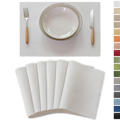 Demetex Green Placemat Set of 4 Washable Linen Textured Place Mats for Dinner Heat Resistant Sage Cloth Placemats Scratch Resistant Plate Mats for Dining Table Kitchen, Green