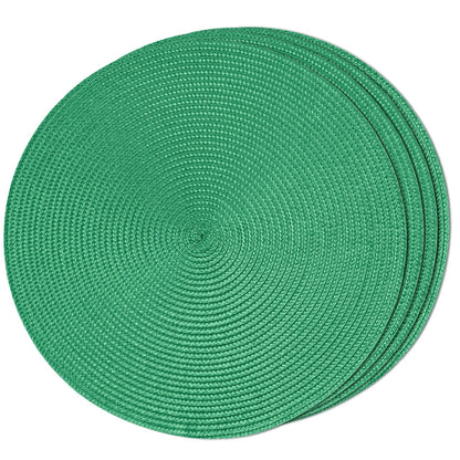 FunWheat Round Braided Placemats Set of 6 Table Mats for Dining Tables Woven Washable Non-Slip Place mats 15 in(Blue, 6pcs)