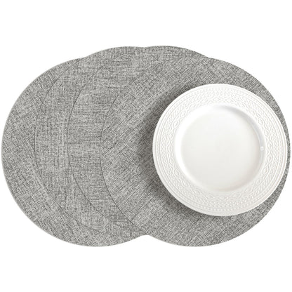 Romanstile Faux Leather Vinyl Placemats Set of 6, Light Grey