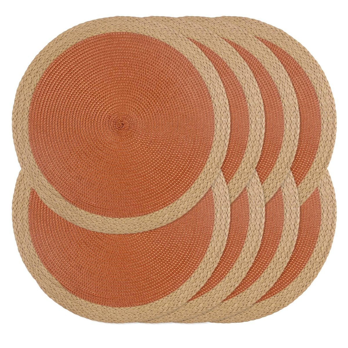 Round Placemats Set of 6, Woven Table Mats, Thin Edge, Green