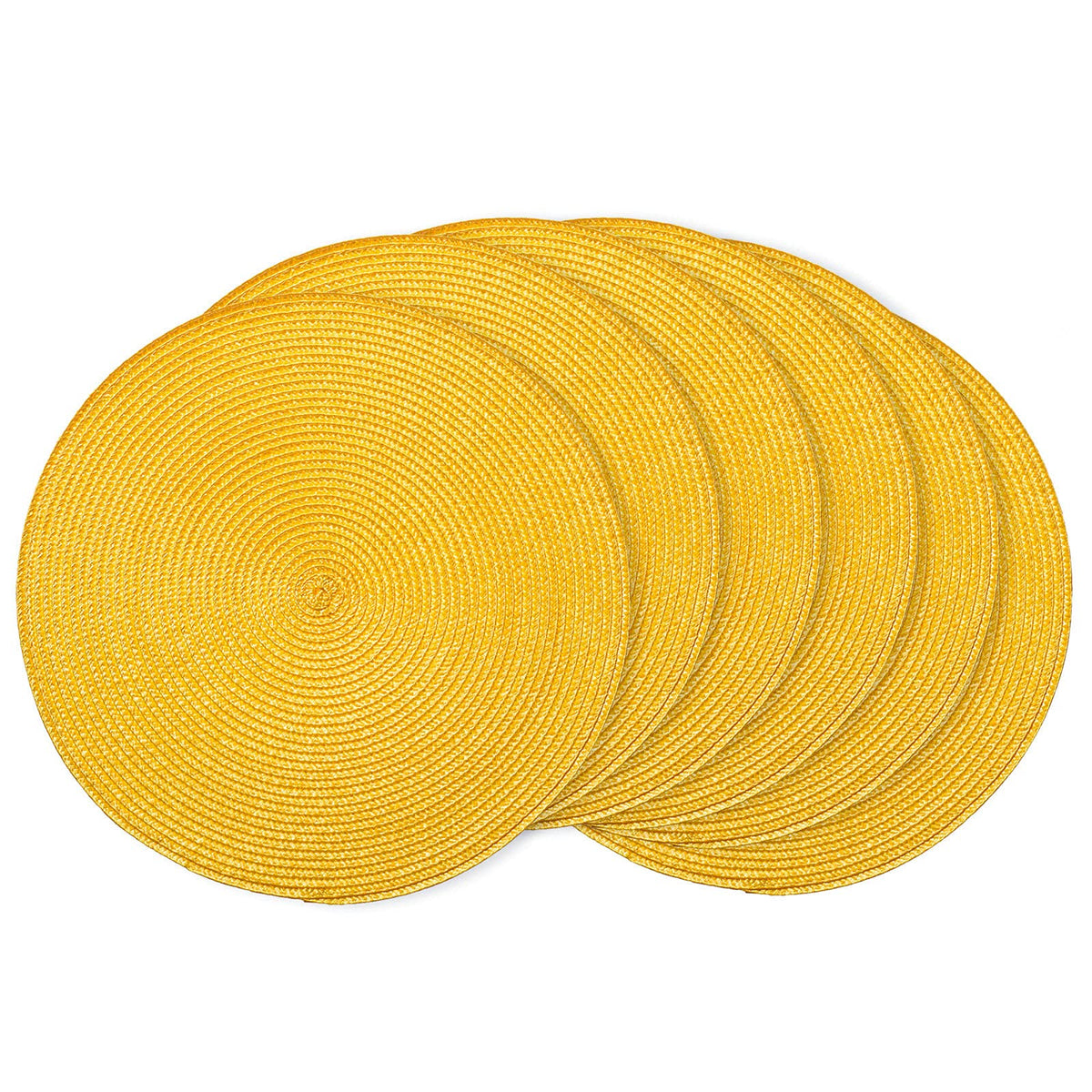 AHHFSMEI Round Braided Placemats Set of 6 15 Inch Burnt Orange Table Mats